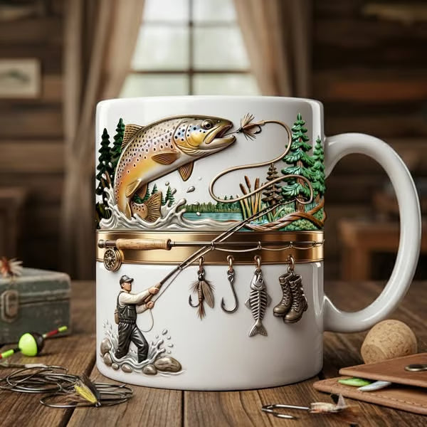 TackleMug - Tazza da Caffè con Motivo a Tema Pesca