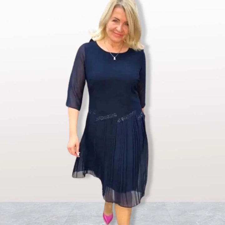 Kiernan - Elegante Abito Midi Con Scollo Rotondo