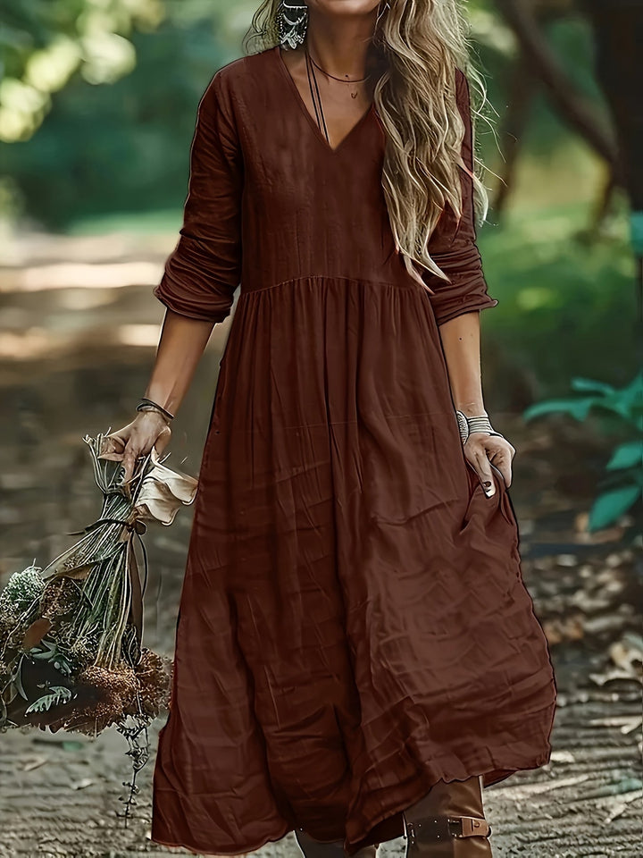 Shirron - Abito Lungo Alla Moda Con Scollo a V