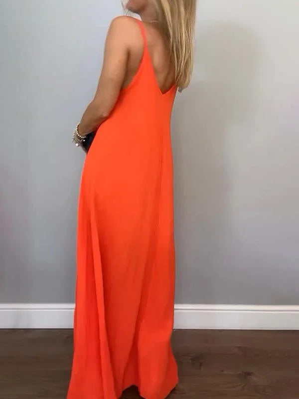 Jolanta - Elegante Cotone e Lino Scollo a V Abito