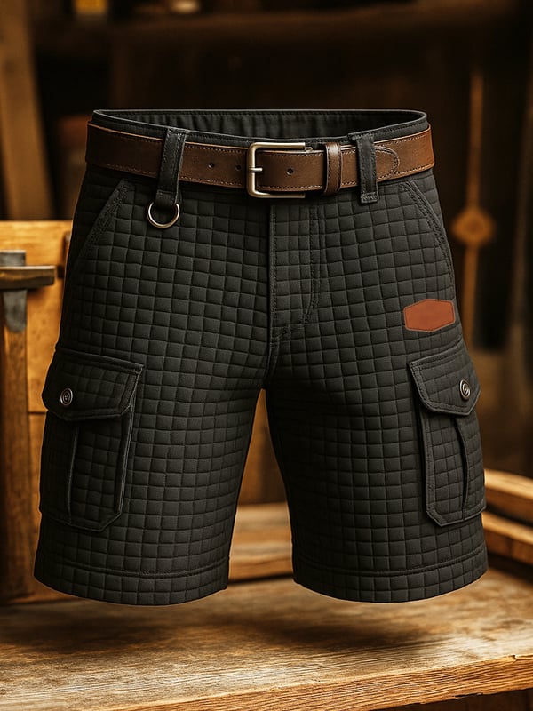 Pantaloncini Da Uomo Vintage Funzionali In Maglia Con Taglio Squadrato