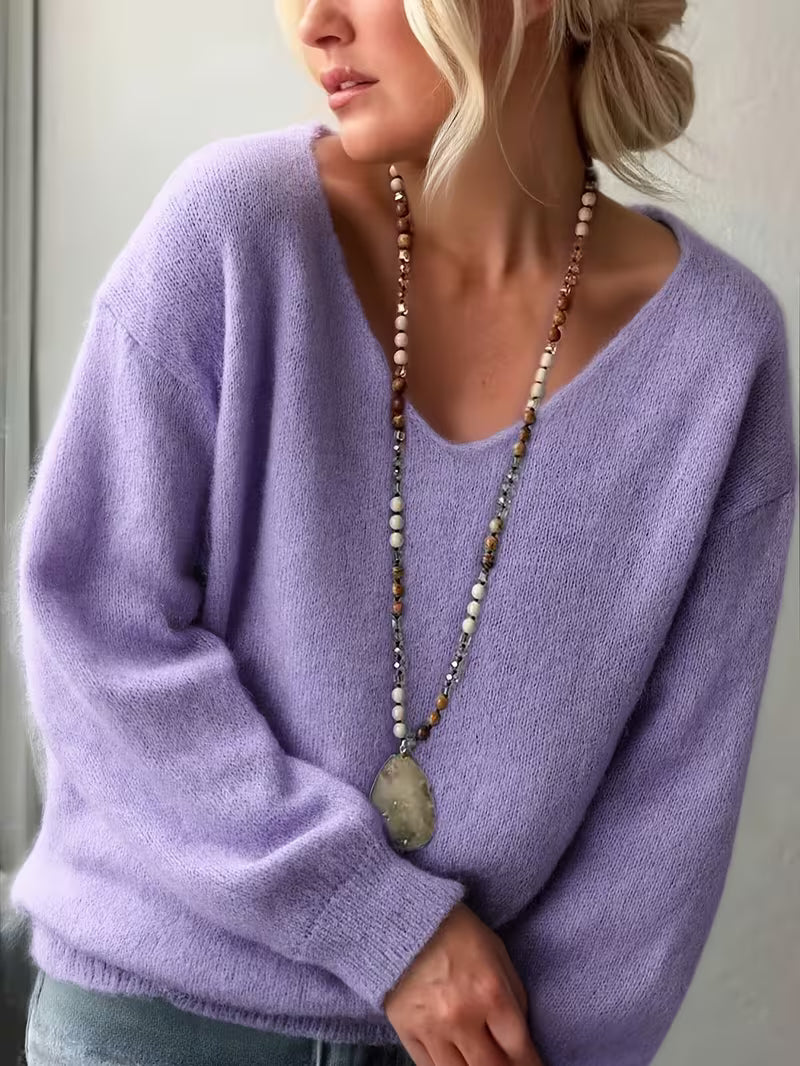 Yalitan - Maglione a Maniche Lunghe con Scollo a V