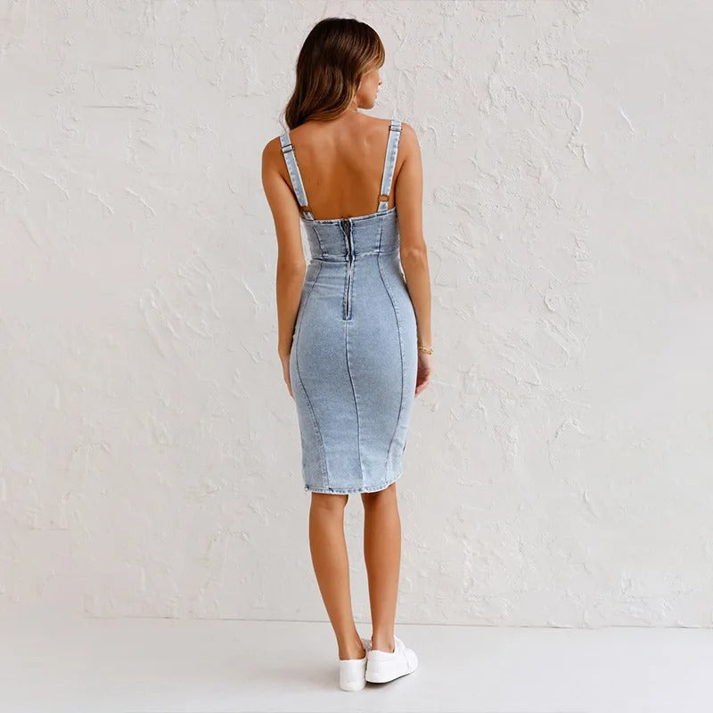 Janae - Abito in Denim con Spalline Regolabili