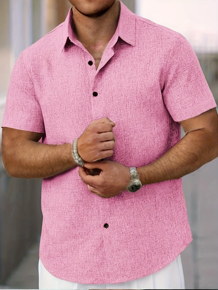 Dwight - Camicia Leggera In Misto Lino A Maniche Corte