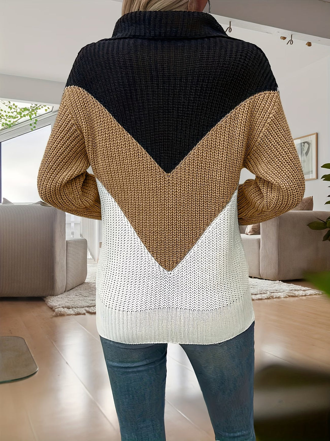 Fagina - Elegante Maglione Lavorato a Maglia Con Mezza ZIP