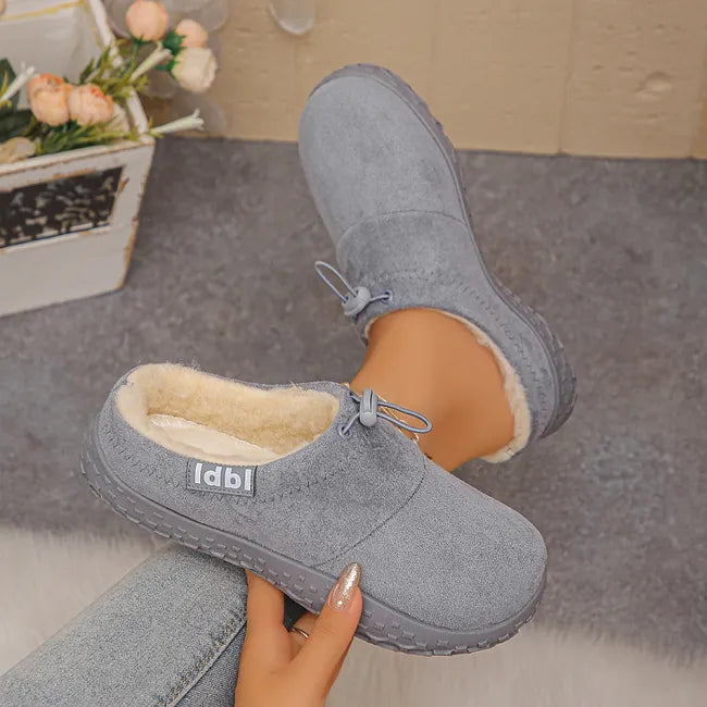 Damilya - Faux Suede Fleece Lined Drawstring Slip-On Shoes