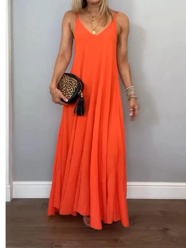 Jolanta - Elegante Cotone e Lino Scollo a V Abito