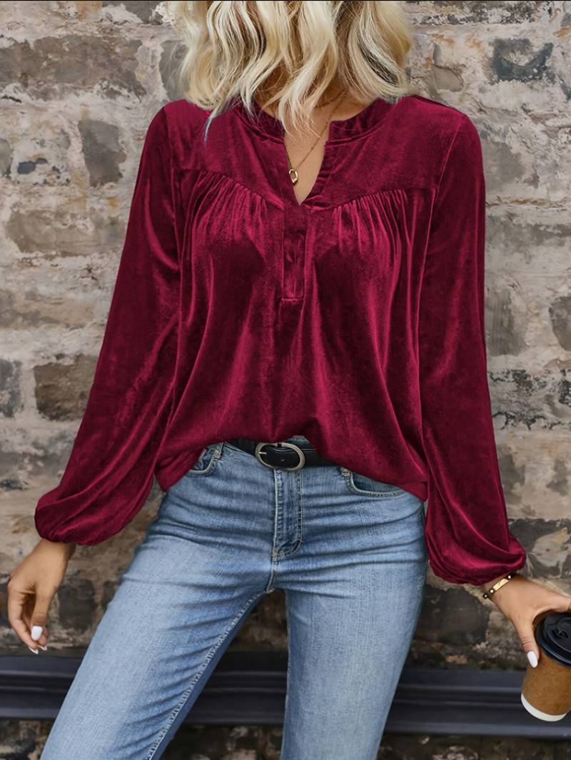 Lihi - Maglia Comoda a Maniche Lunghe Con Scollo a V