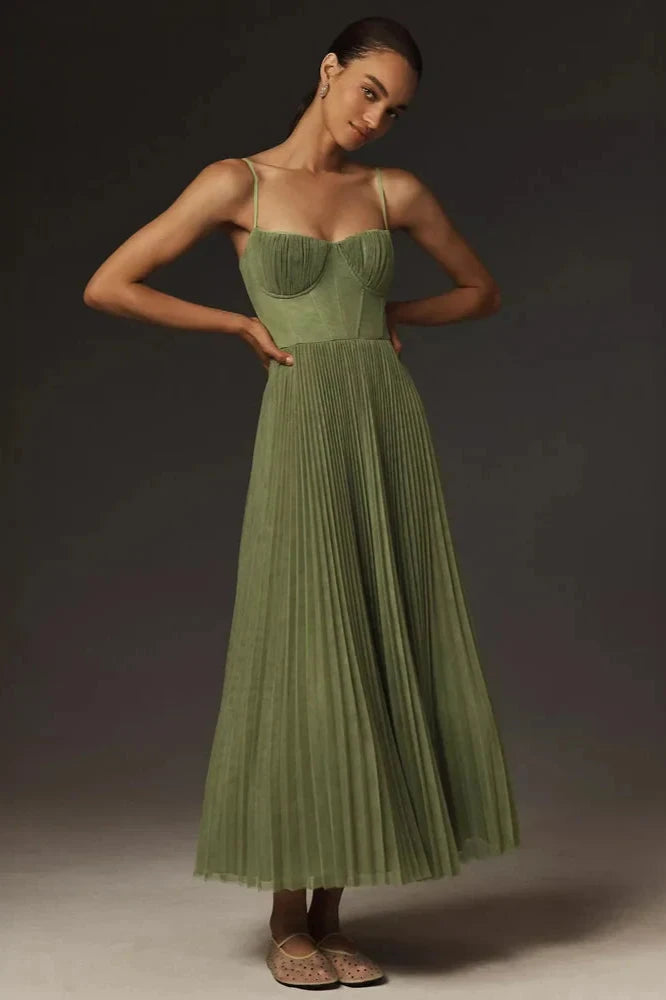 Nahia - Abito Lungo Con Bustier e Pieghe