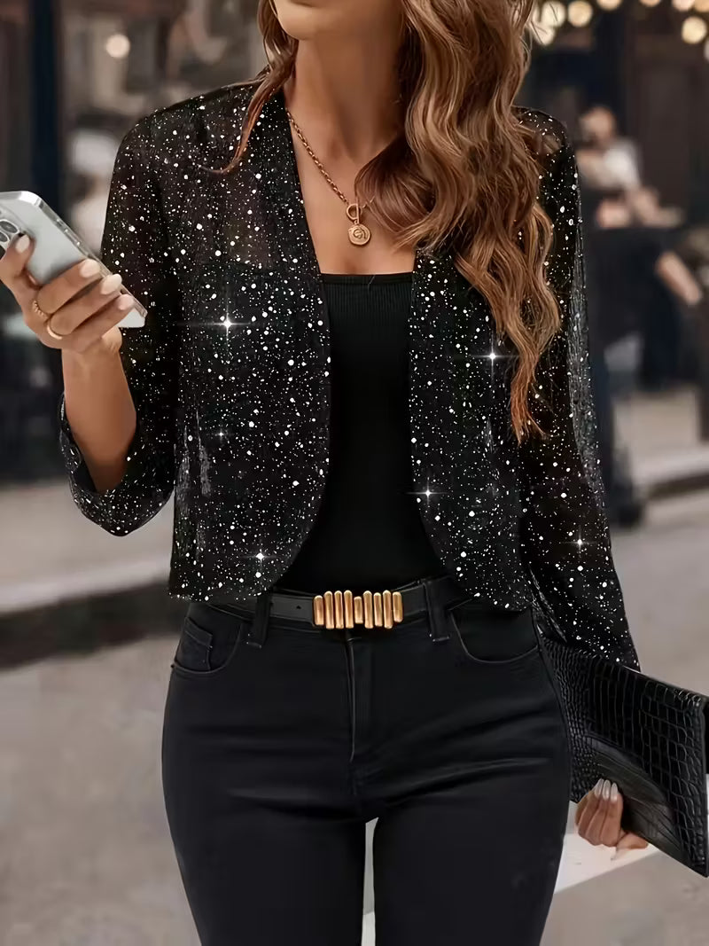 Alix - Cardigan Argentato Glitterato Con Apertura Frontale