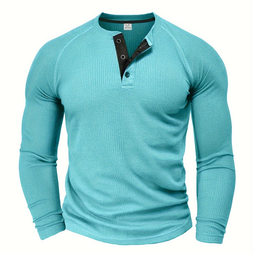 Jarik - Maglietta Henley a Maniche Lunghe Con Trama in Rilievo