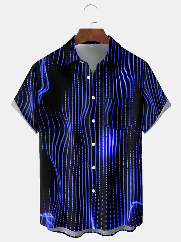 Ludwig - Camicia Casual Con Stampa a Righe Artistiche