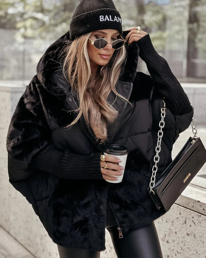 Marieme - Cappotto a Maniche Lunghe Con Pelliccia