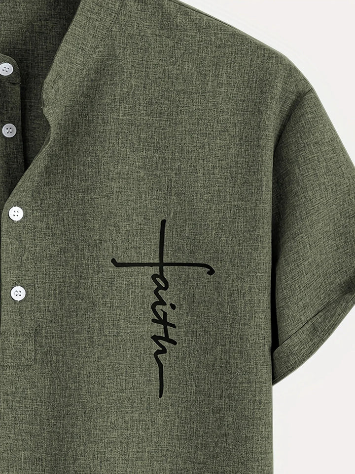 Elliott - Elegante Camicia a Maniche Corte Con Collo Alto
