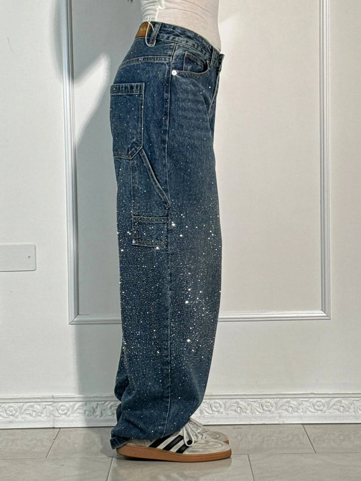 Zella - Jeans Comodi con Strass Luccicanti