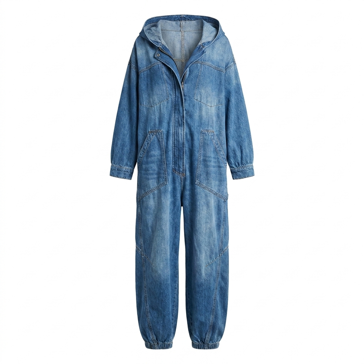 Estielle - Tuta in Denim Con Cappuccio