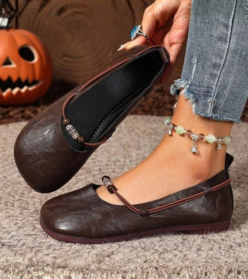 Denissa - Ballerine Con Punta Quadrata e Cinturino Decorato con Perline