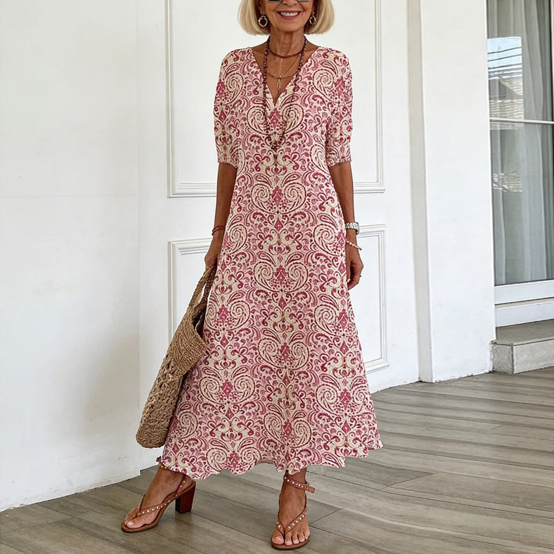 Zarmina - Abito Lungo Elegante Con Stampa Boho