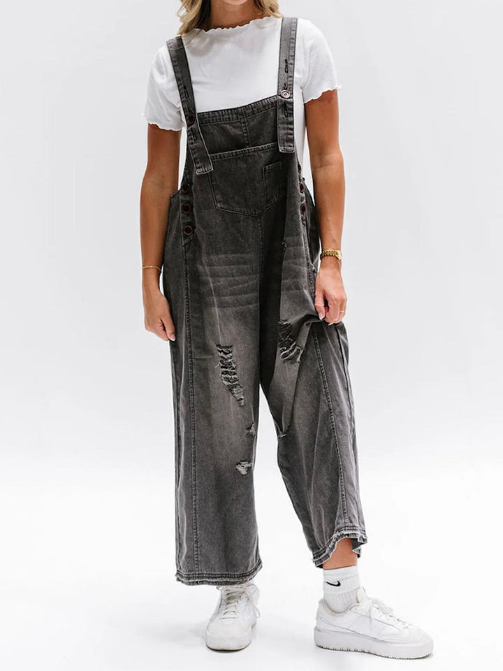 Clarice - Salopette In Denim Distressed Dal Taglio Morbido