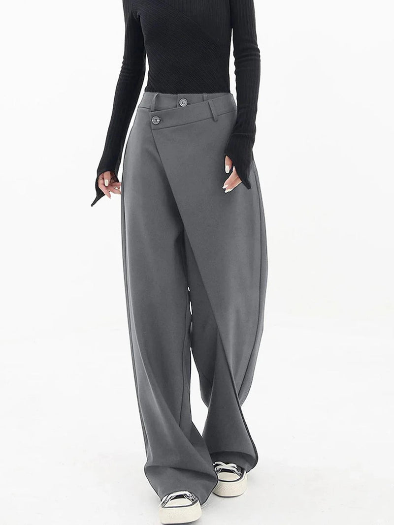Nela - Pantaloni Sartoriali a Vita Alta Con Fondo Asimmetrico