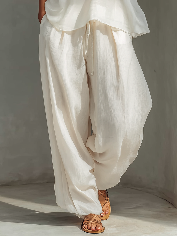 Olivian - Set Composto da top senza maniche in chiffon e pantaloni a gamba larga