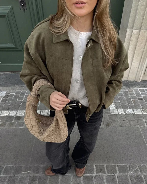 Alena - Giacca Bomber in Pelle Scamosciata