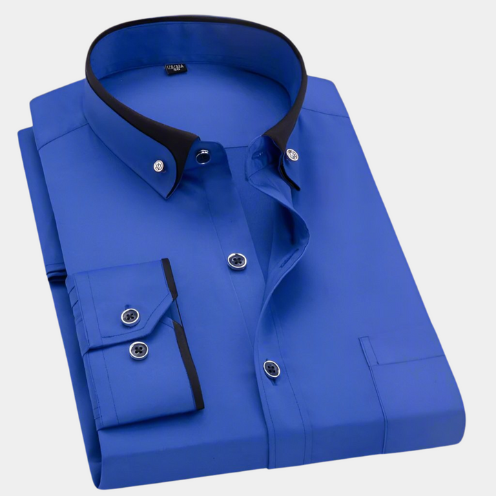 Daarik - Camicia Elegante Con Colletto A Contrasto E Maniche Lunghe