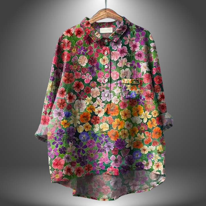 Luiza - Camicia Floreale Realizzata a Mano