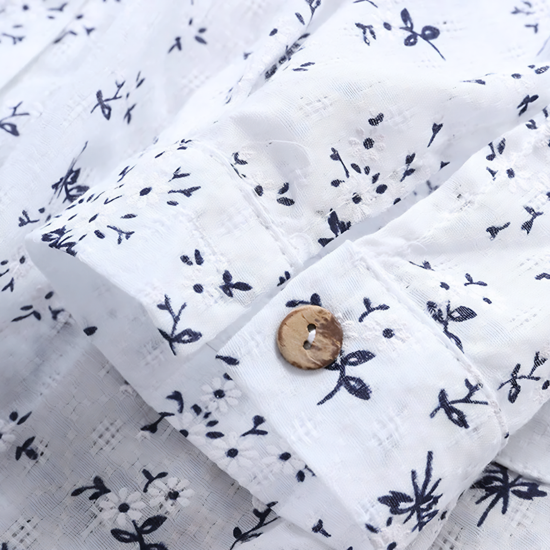 Prisca - Camicia a Maniche Lunghe con Motivo Floreale