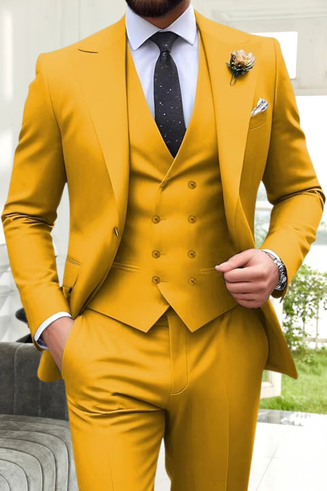 Gremist - Abiti a Tre Pezzi Slim Fit Con Revers a Lancia