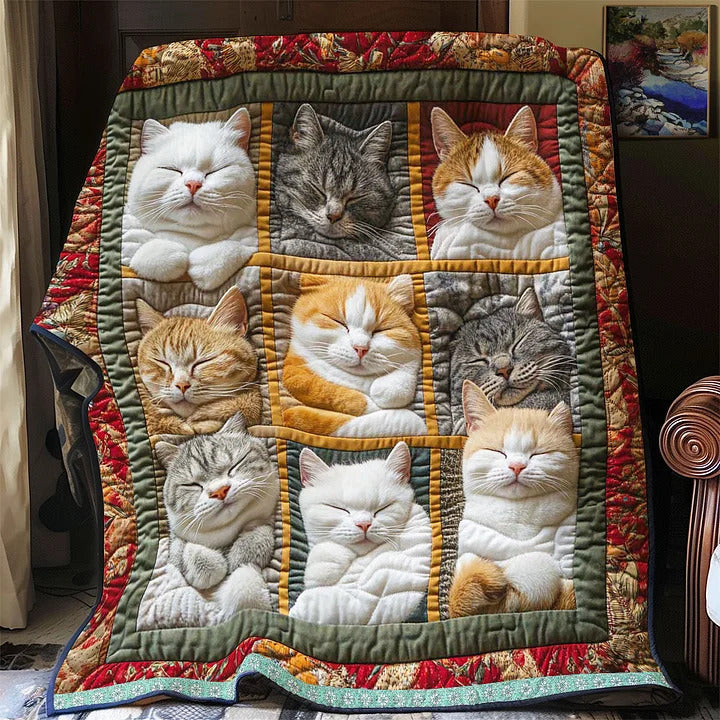 CozyCats - Coperta con Stampa di Gatti Reali Addormentati