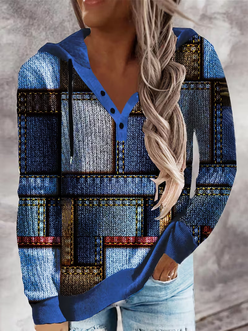 Ceren - Felpa Con Cappuccio Casual a Maniche Lunghe Con Stampa
