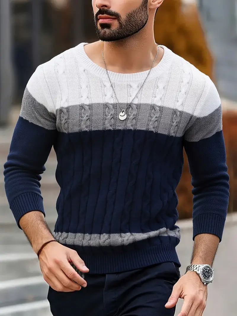 Watkins - Maglione Casual a Maniche Lunghe Lavorato a Maglia