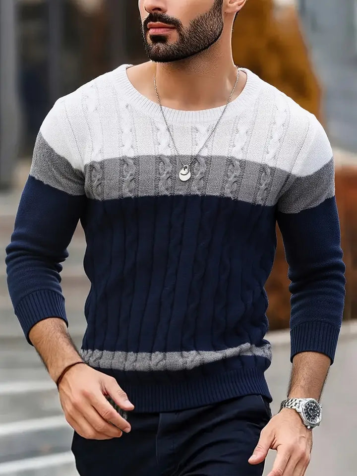 Watkins - Maglione Casual a Maniche Lunghe Lavorato a Maglia