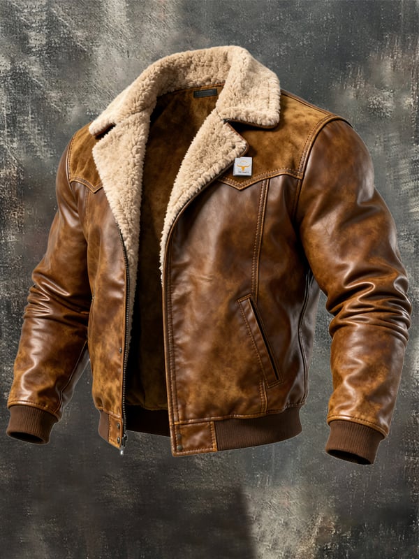 Alessandro - Giacca Casual In Pelle Con Maniche Lunghe