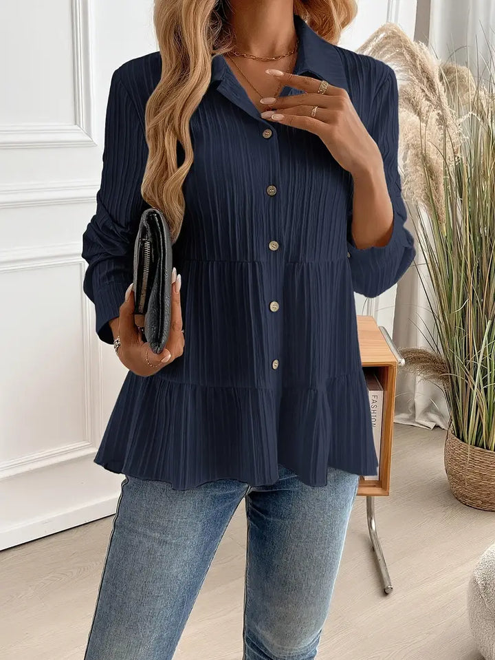 Majlinda - Elegante Camicia a Maniche Lunghe Con Bottoni
