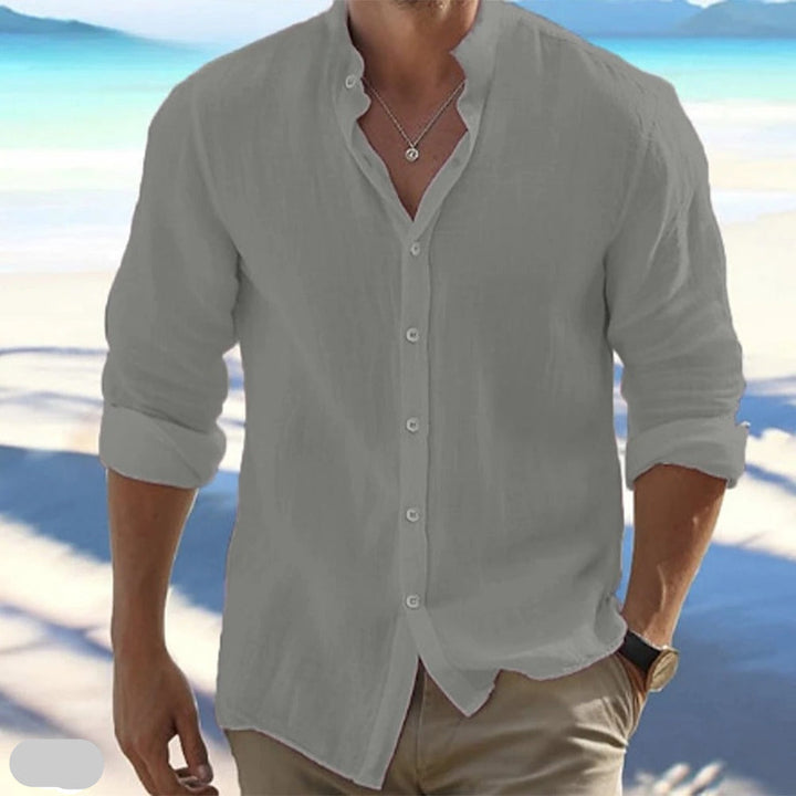 Macsen - Camicia Casuale Da Spiaggia Con Colletto Rialzato