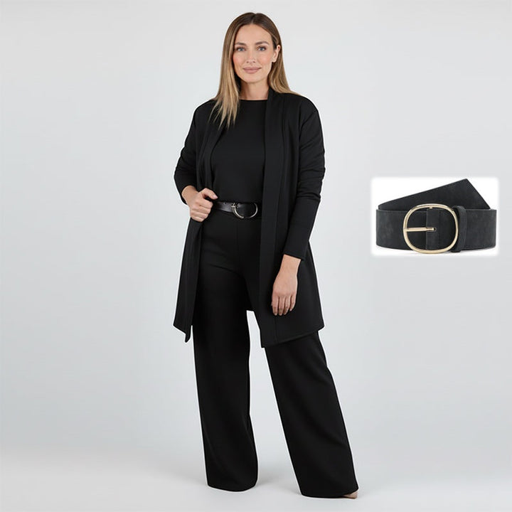 Dorren - Elegante Set Di 3 Pezzi Con Cardigan Lungo, Top e Pantaloni