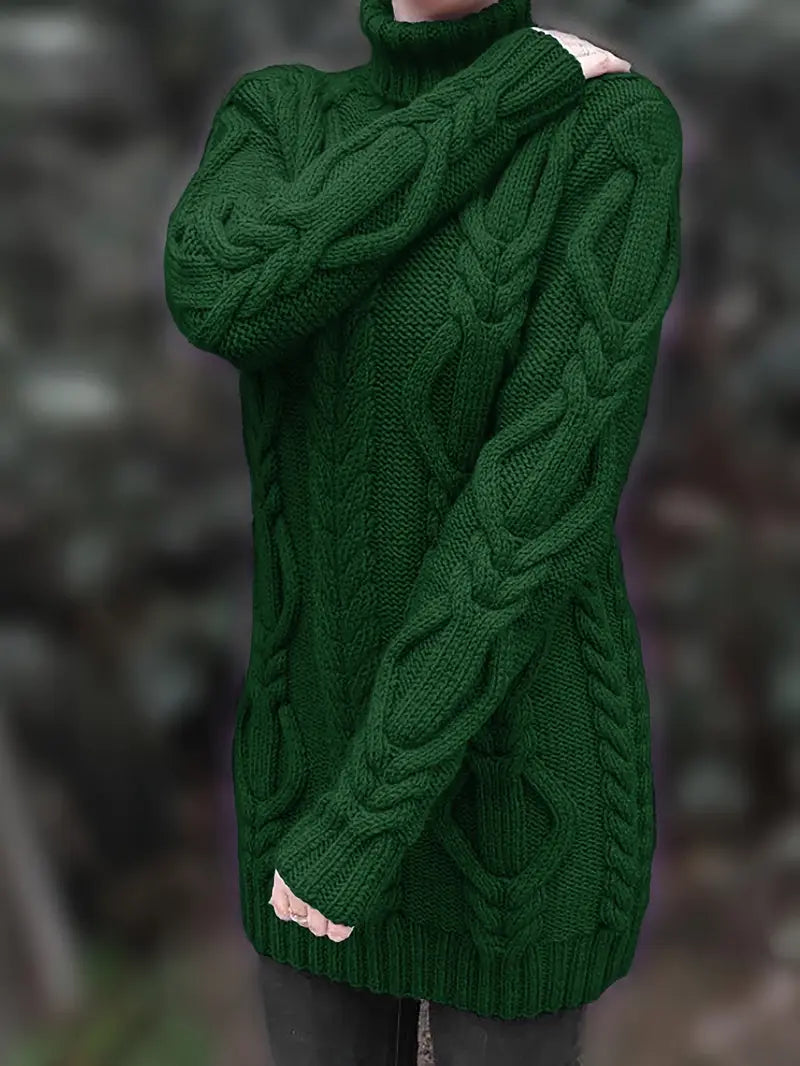 Narda - Cavo Grosso Lavorato a Maglia Dolcevita Vestito