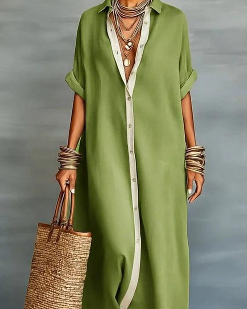 Nerena - Elegante Abito Camicia Con Collo a V Drappeggiato