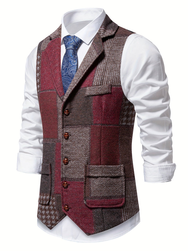 Saverse - Gilet In Tweed A Spina Di Pesce Patchwork