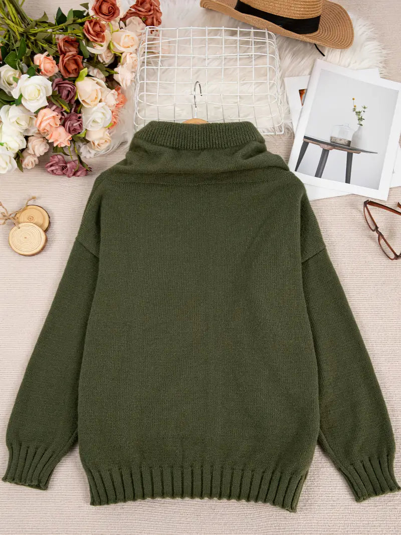 Natala - Maglione Lavorato a Maglia Con Tasca a Marsupio