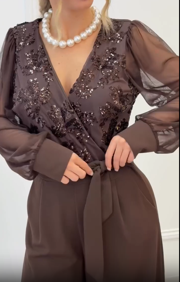 Meira - Tuta Con Maniche Lunghe in Maglia Decorata