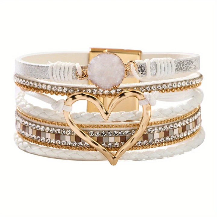 Joely - Bracciale In Pelle Multistrato Con Disegno a Cuore