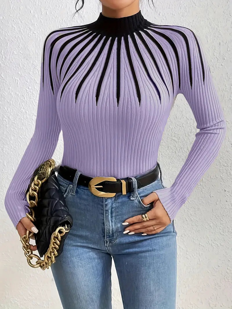 Maider - Elegante Maglione a Maniche Lunghe Con Collo Alto