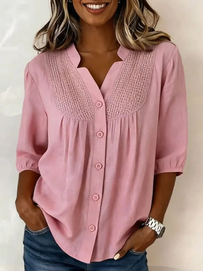 Laadina - Top Casual in Cotone a Maniche Corte
