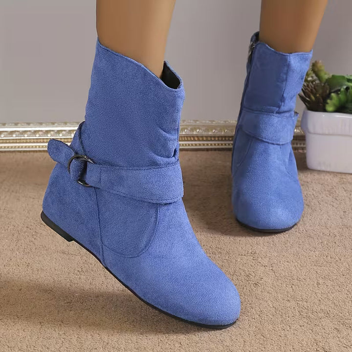 Belynda - Slouchy Wedge Ankle Boots with Buckle Strap