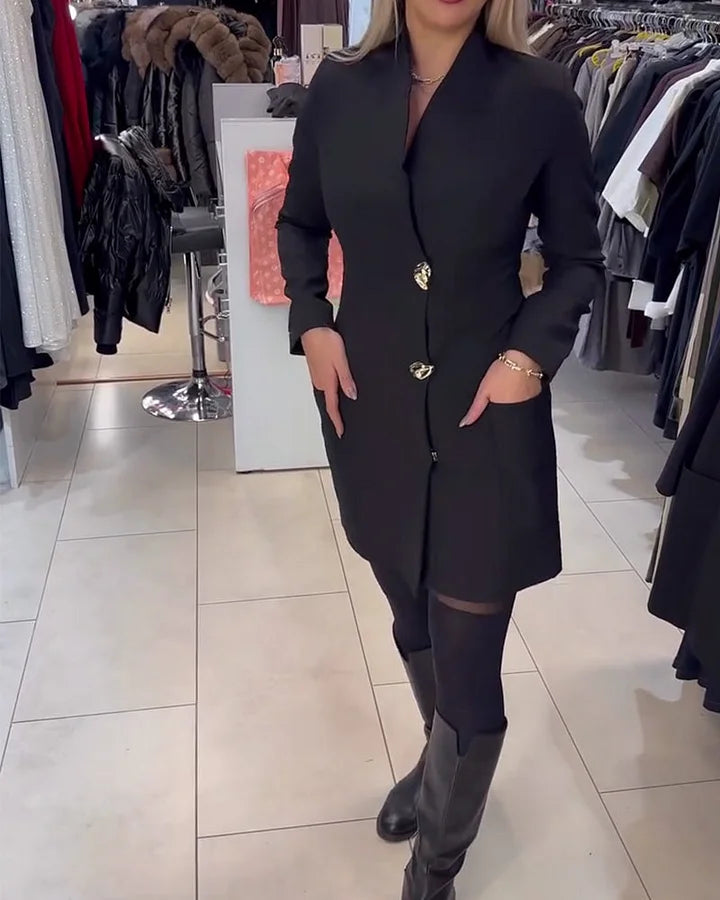 Shireen - Abito Con Collo Alto e Bottoni Metallici