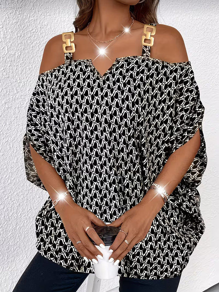 Shae - Top Casual Con Stampa e Spalle Scoperte