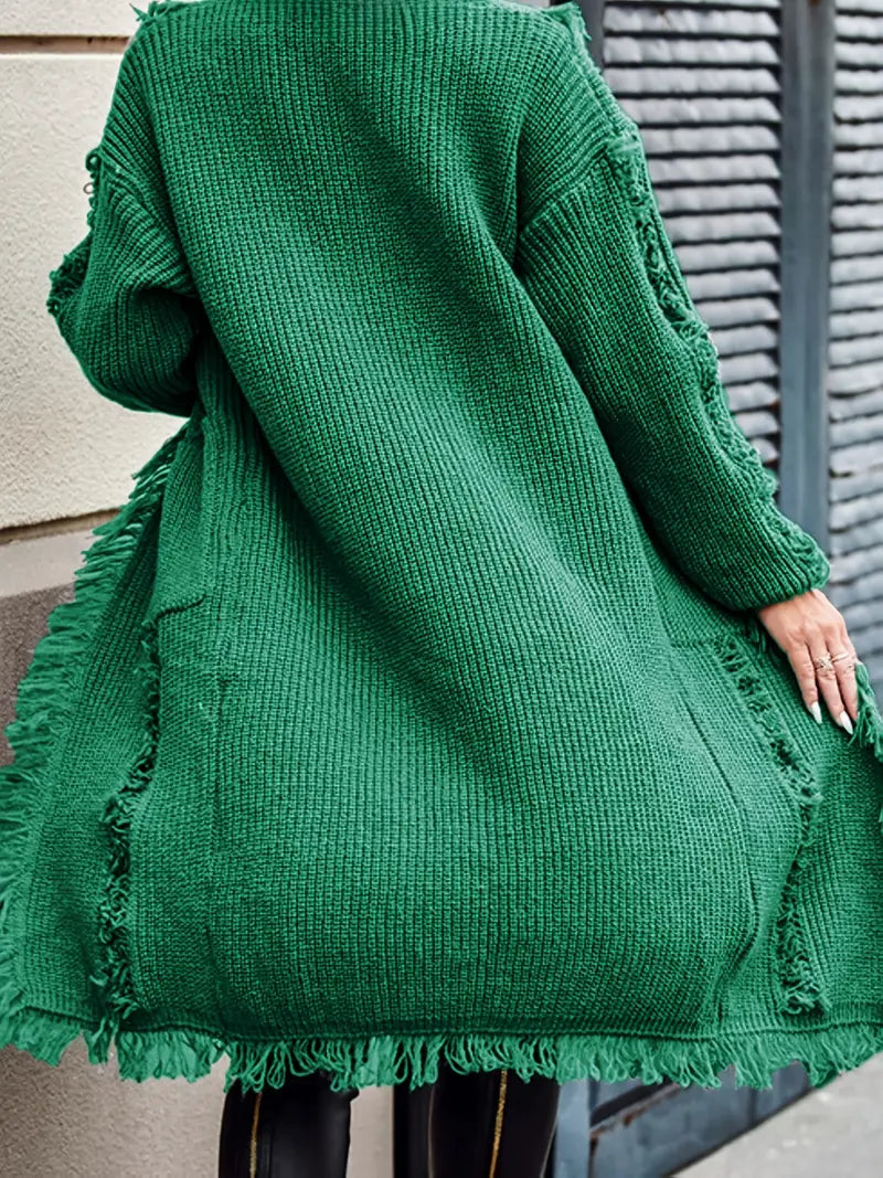 Ramziya - Elegante Nappa Lunga Cardigan Con Tasca